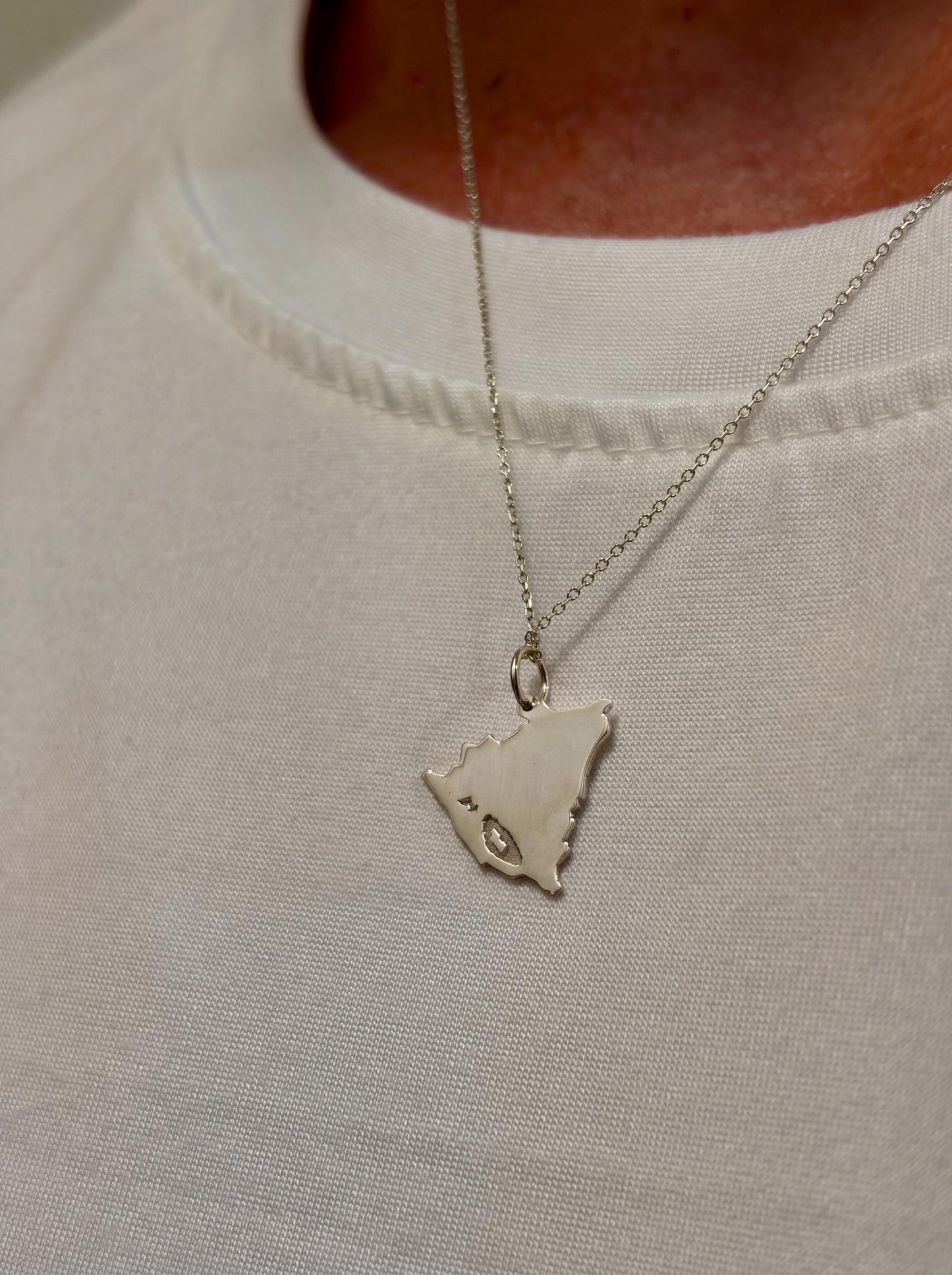 "Nicaragua Map" Pendant Necklace - 925 Sterling Silver