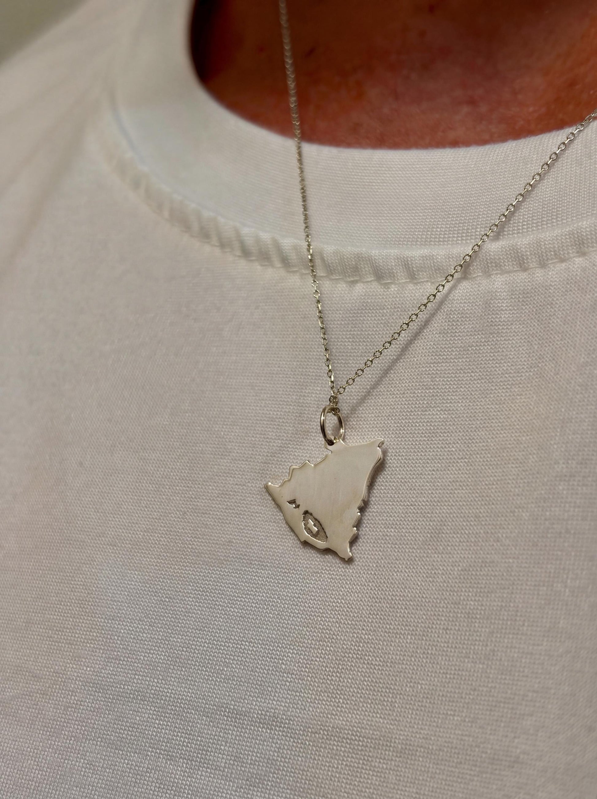 "Nicaragua Map" Pendant Necklace - 925 Sterling Silver
