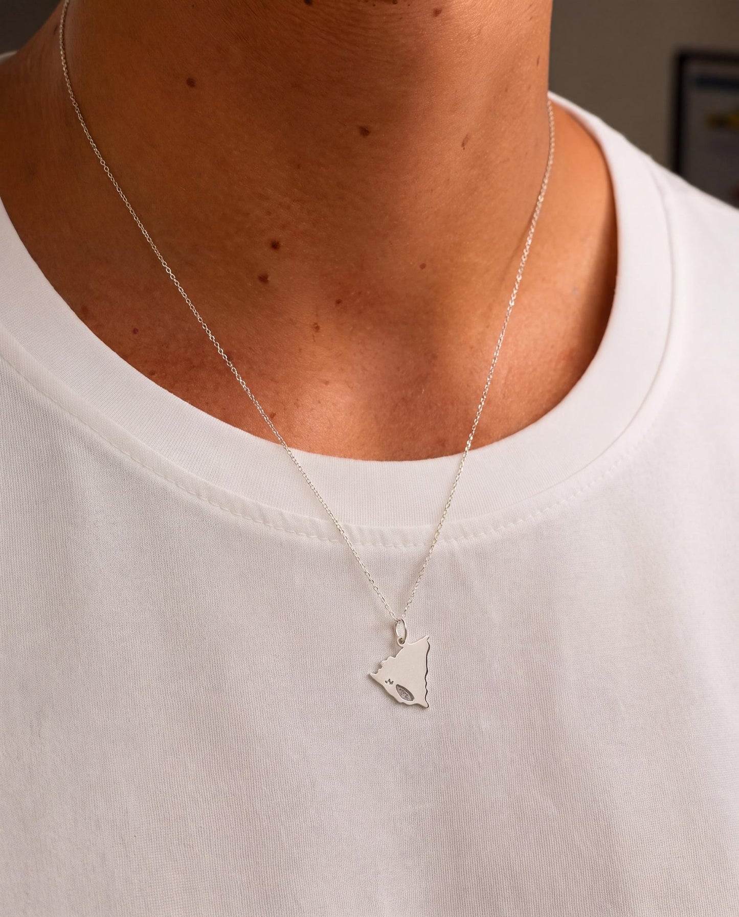 "Nicaragua Map" Pendant Necklace - 925 Sterling Silver