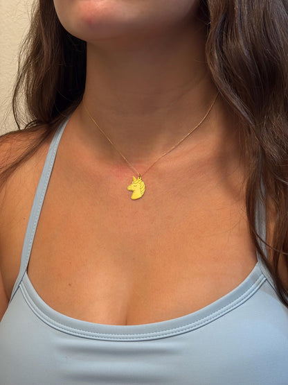 "Unicorn Magic" Pendant Necklace - 14k Solid Gold