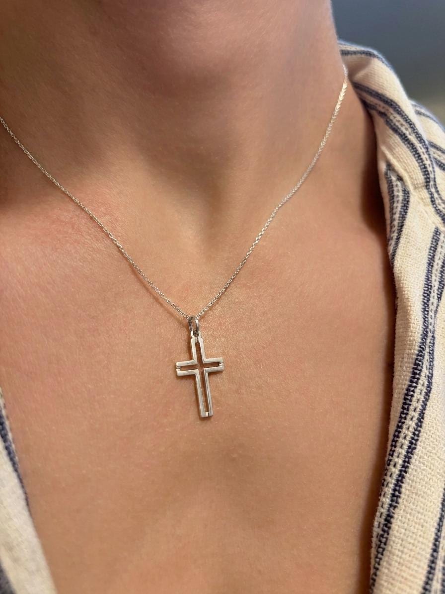 "Slim Latin Cross" Pendant - 925 Sterling Silver