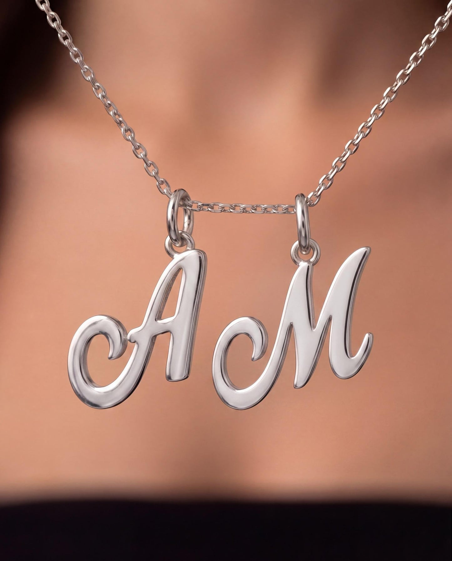 "Script Initial" Pendant Necklace - 925 Sterling Silver