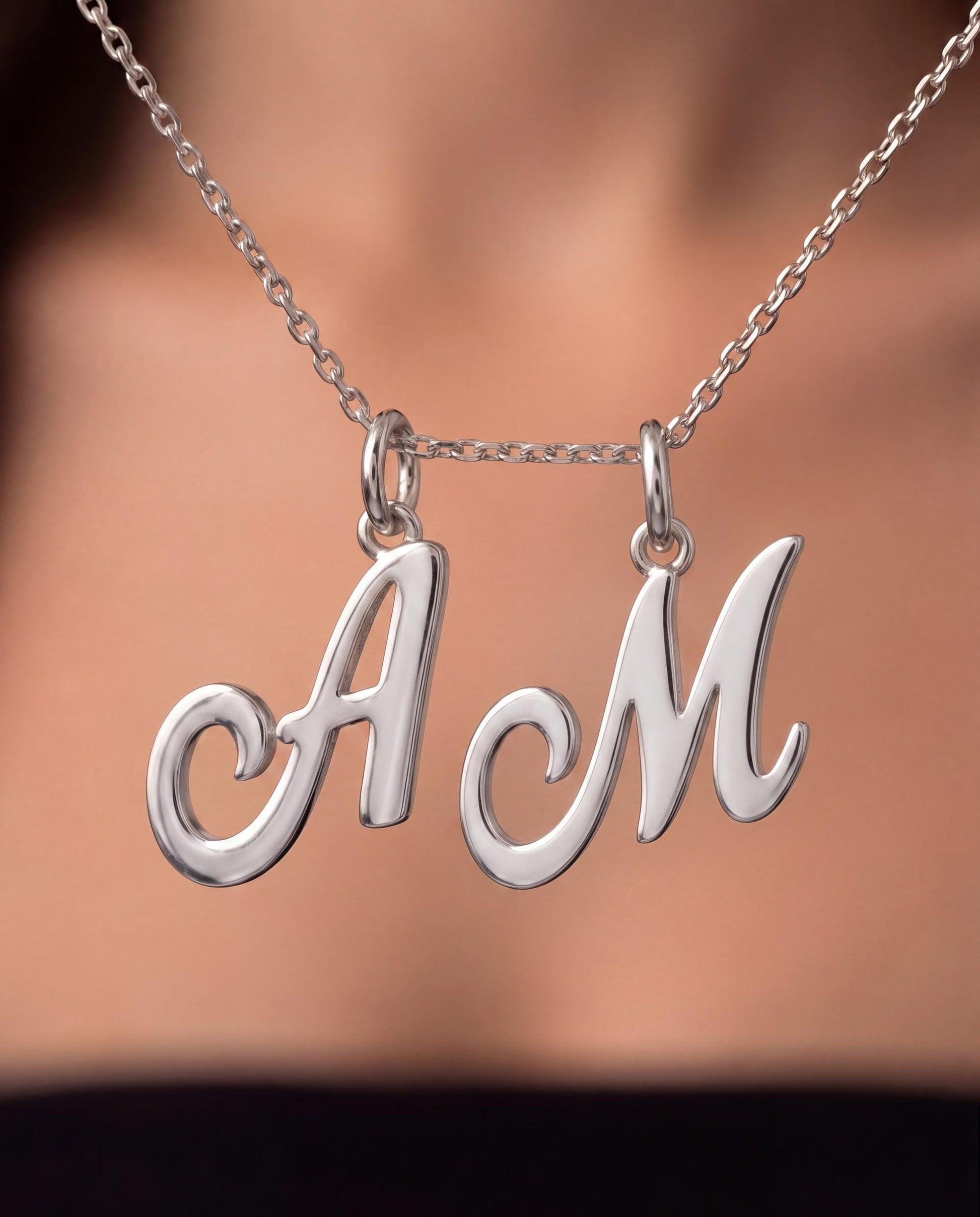 "Script Initial" Pendant Necklace - 925 Sterling Silver