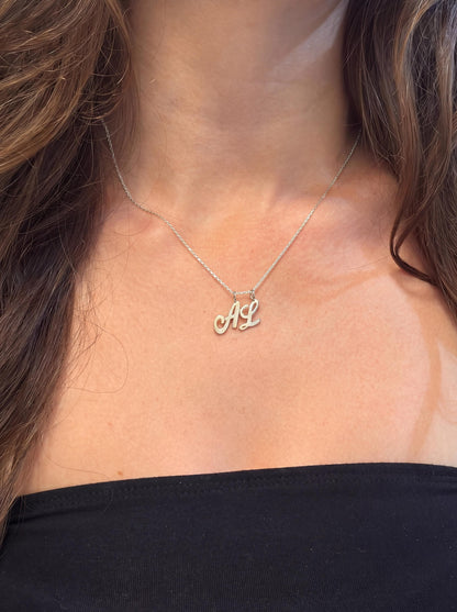"Script Initial" Pendant Necklace - 925 Sterling Silver