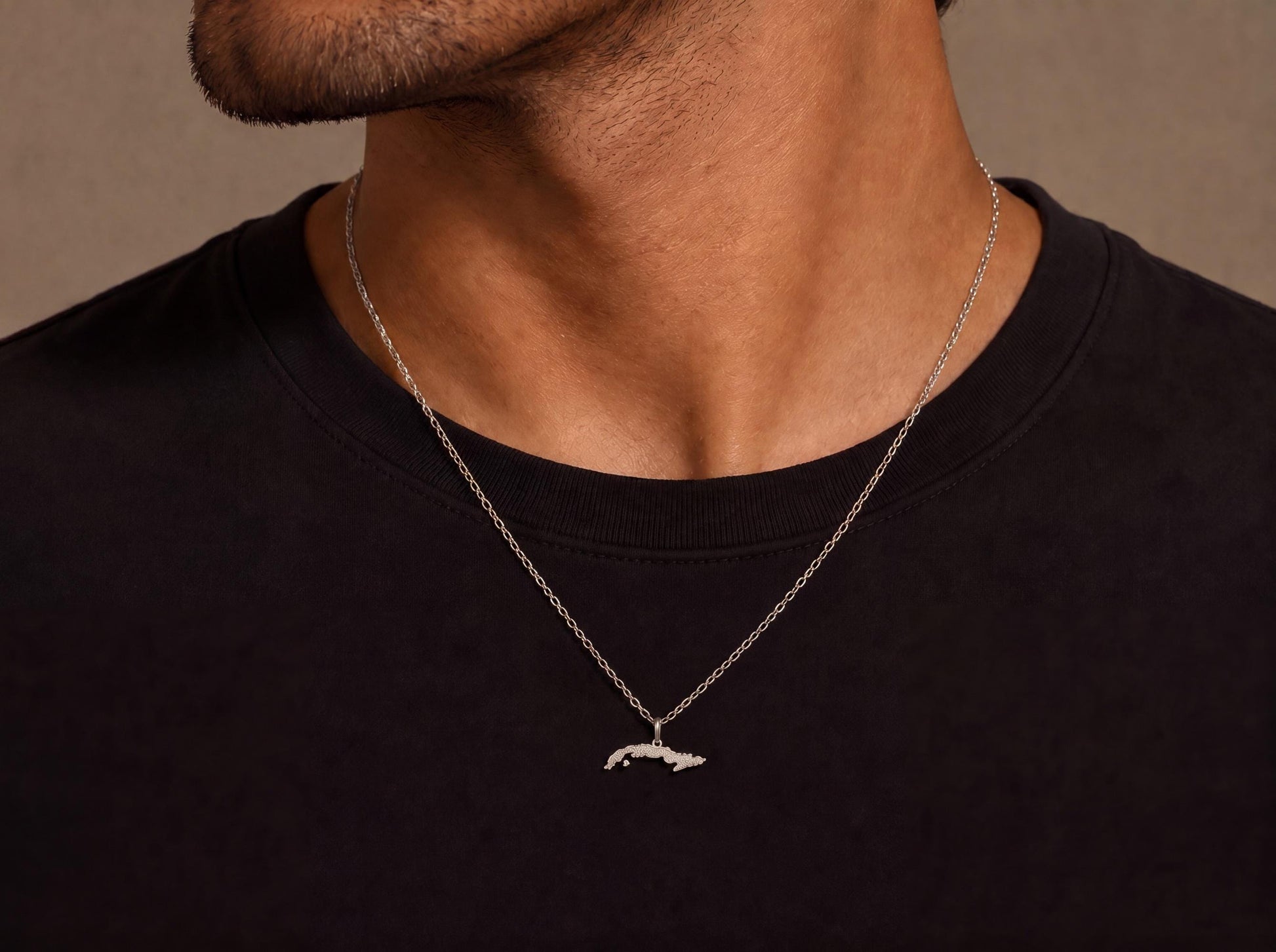 "Map of Cuba" Pendant Necklace - 925 Sterling Silver