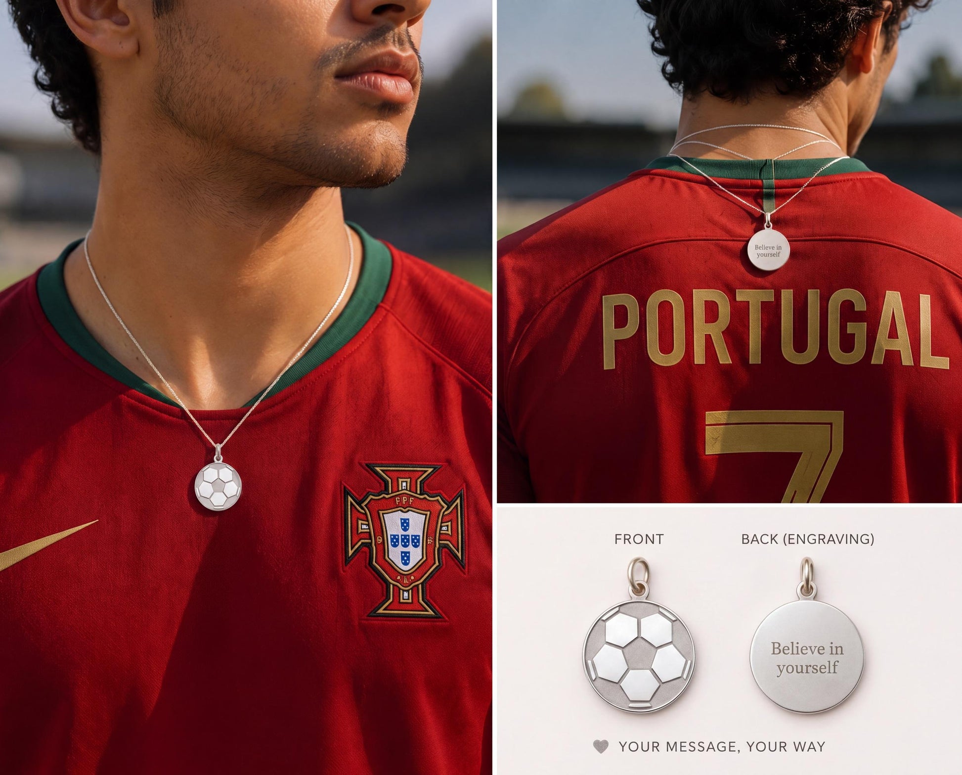 "Striker" Soccer Ball Pendant - 925 Sterling Silver