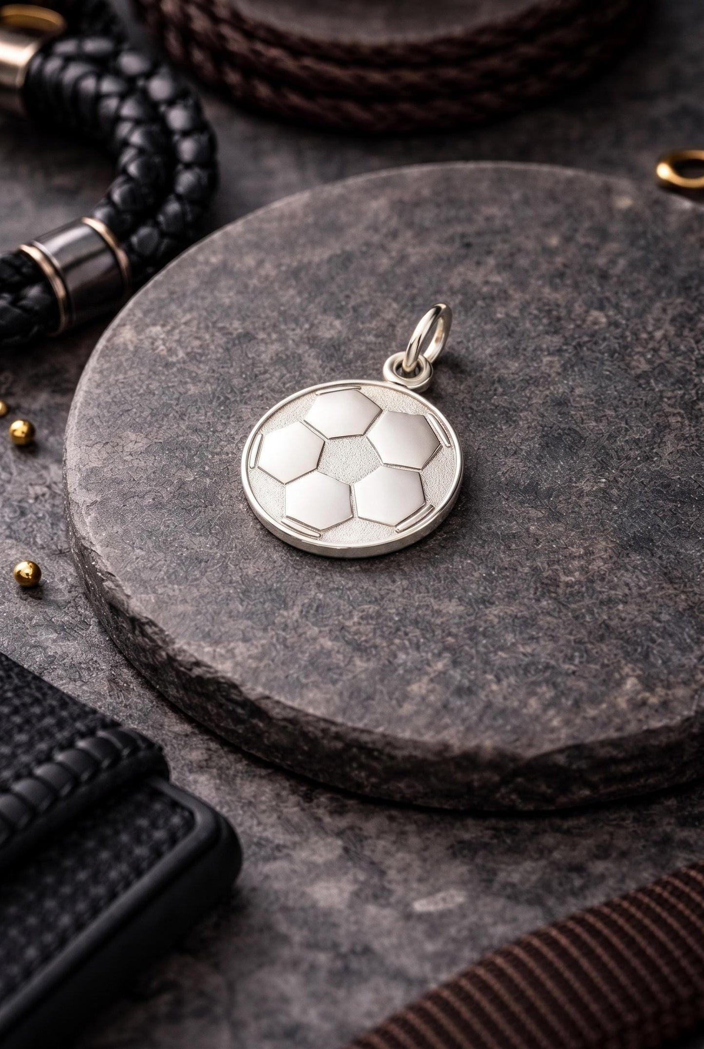 "Striker" Soccer Ball Pendant - 925 Sterling Silver