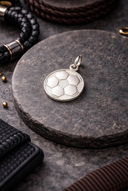 "Striker" Soccer Ball Pendant - 925 Sterling Silver