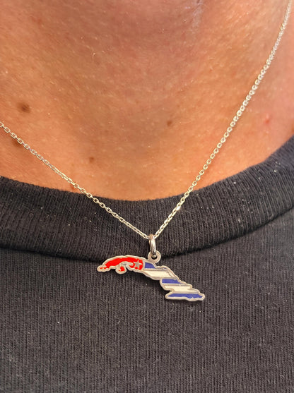 "Cuba Map Enamel" Pendant - 925 Sterling Silver