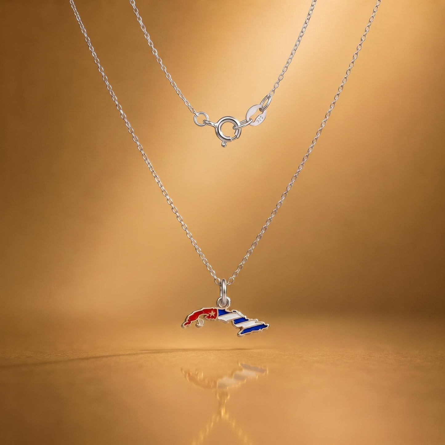"Cuba Map Enamel" Pendant - 925 Sterling Silver