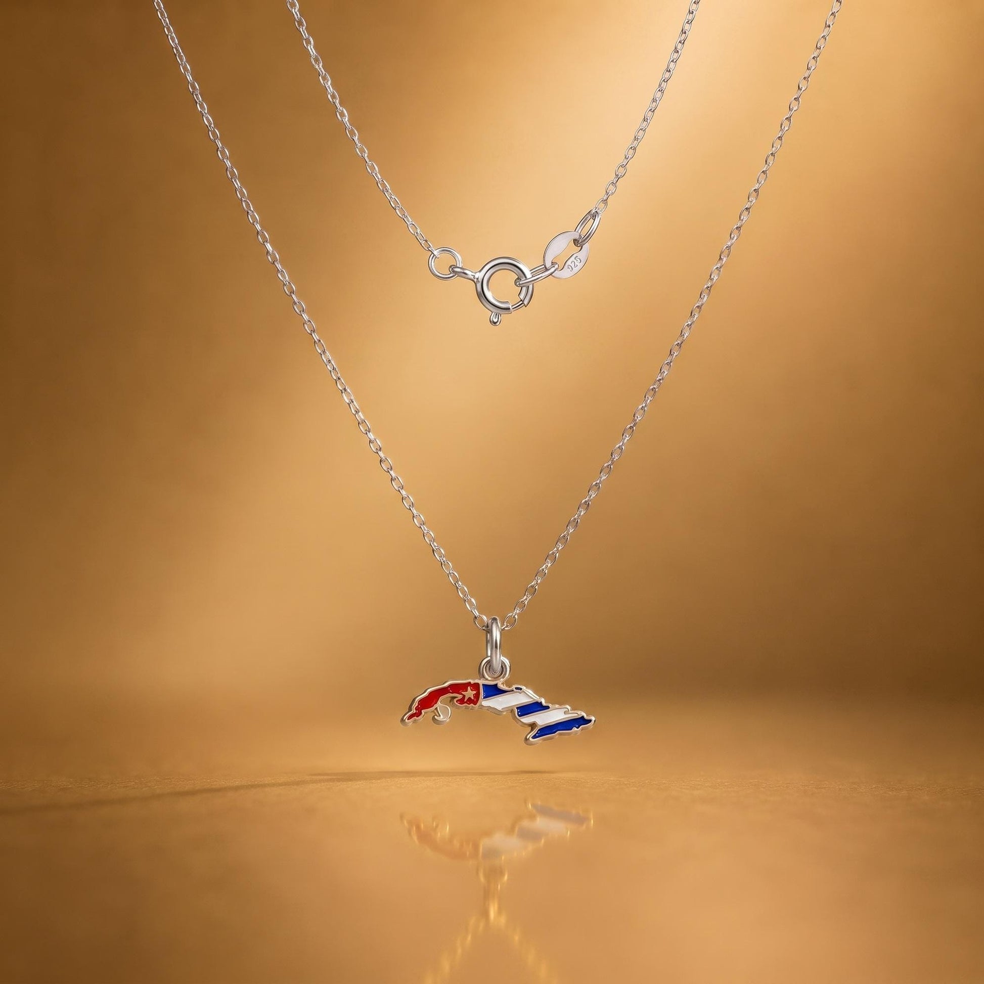 "Cuba Map Enamel" Pendant - 925 Sterling Silver