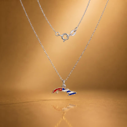 "Cuba Map Enamel" Pendant - 925 Sterling Silver