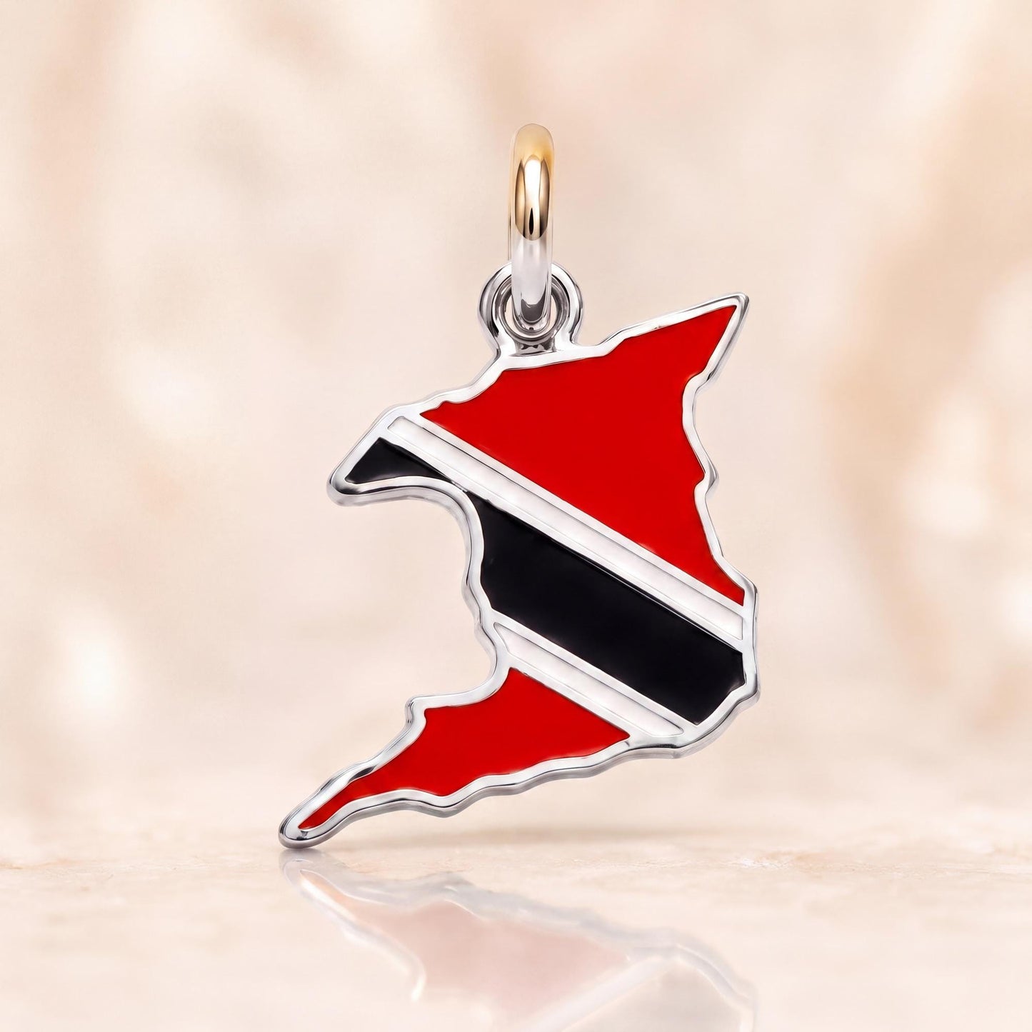 "Trinidad & Tobago Map" Pendant - 925 Sterling Silver