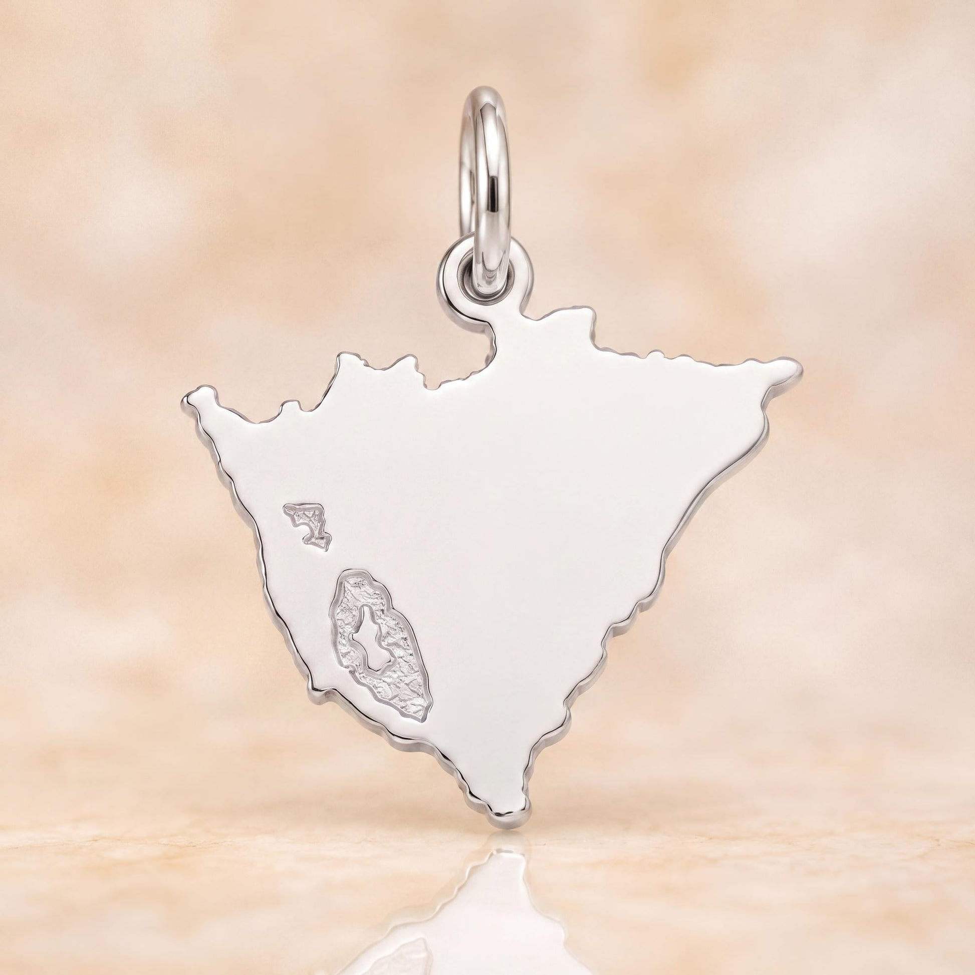 "Nicaragua Map" Pendant Necklace - 925 Sterling Silver