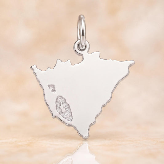"Nicaragua Map" Pendant Necklace - 925 Sterling Silver