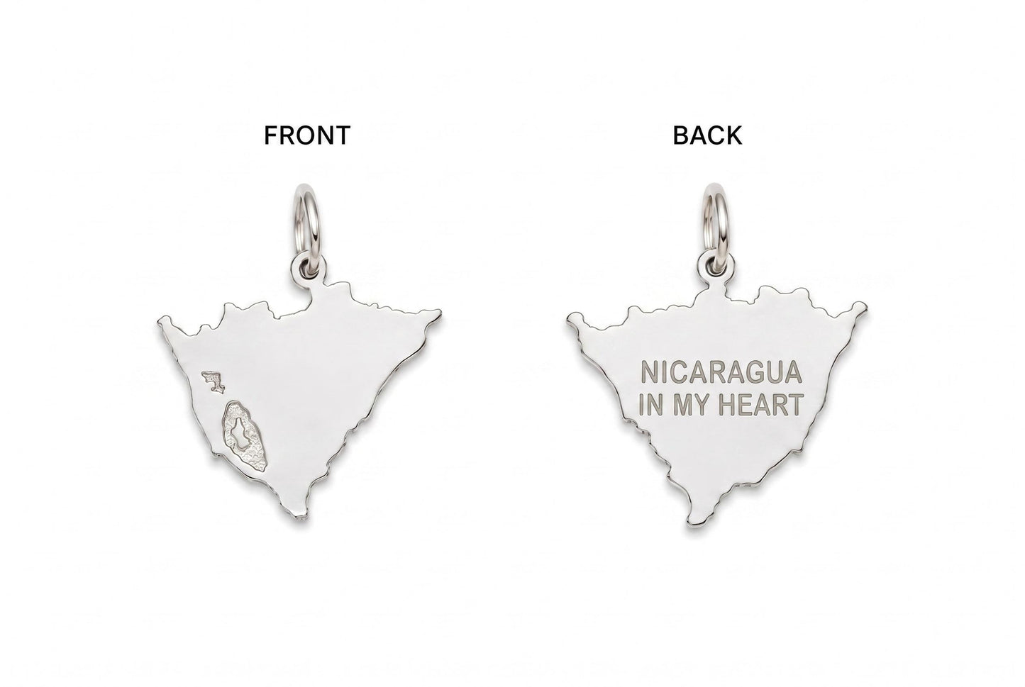 "Nicaragua Map" Pendant Necklace - 925 Sterling Silver
