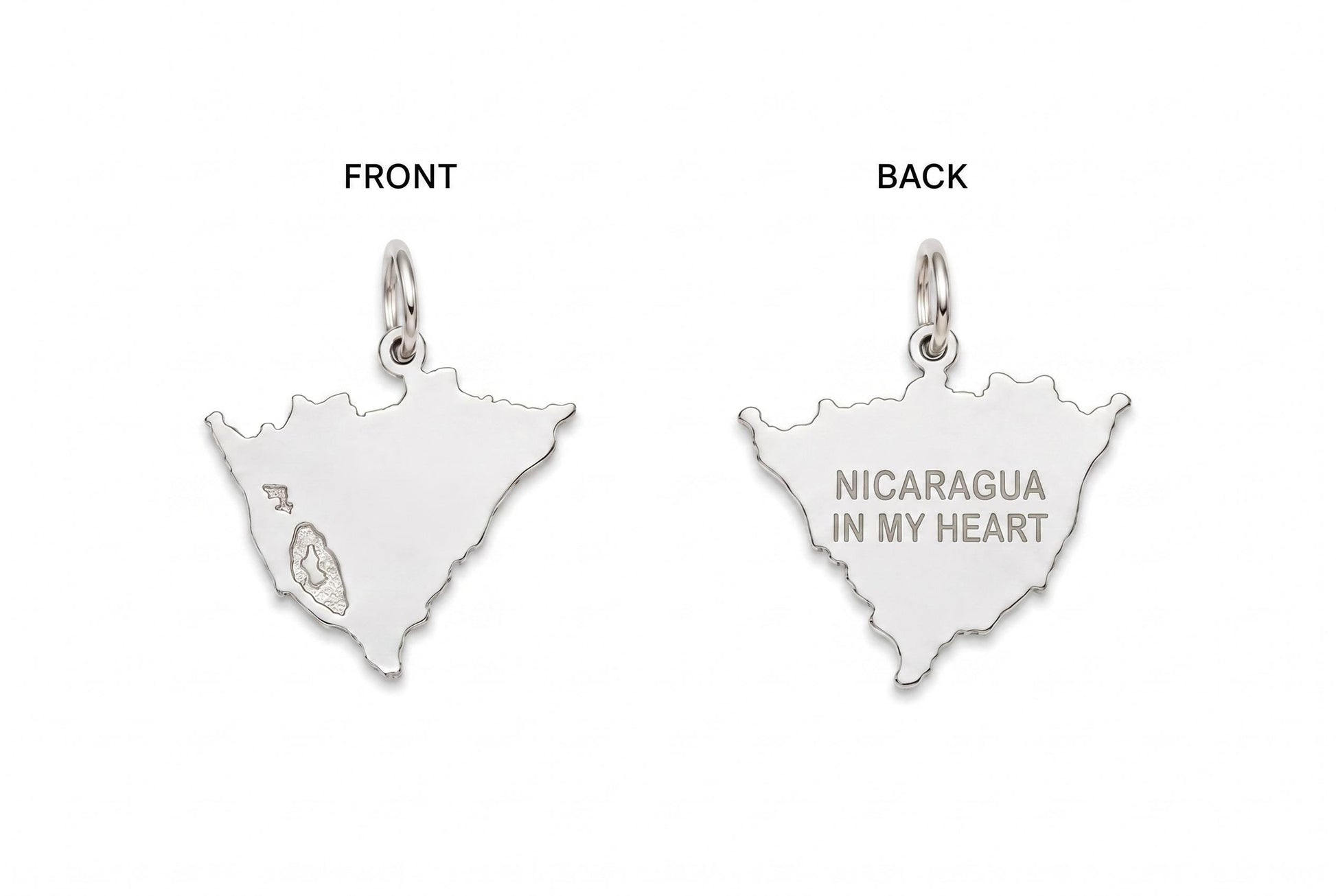 "Nicaragua Map" Pendant Necklace - 925 Sterling Silver