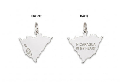 "Nicaragua Map" Pendant Necklace - 925 Sterling Silver