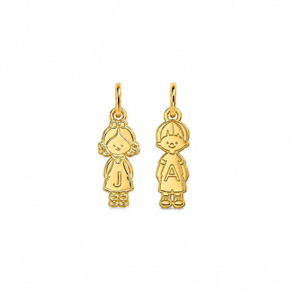 "Kid Initial Charm" Pendant - 14k Solid Gold