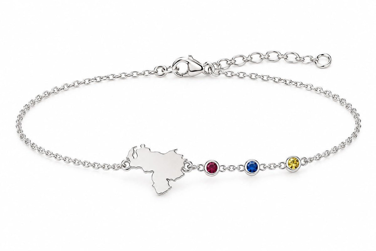 "Custom Country Map" Bracelet - 925 Sterling Silver