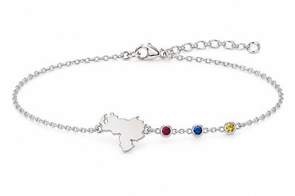 "Custom Country Map" Bracelet - 925 Sterling Silver
