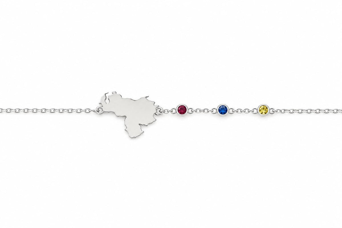 "Custom Country Map" Bracelet - 925 Sterling Silver