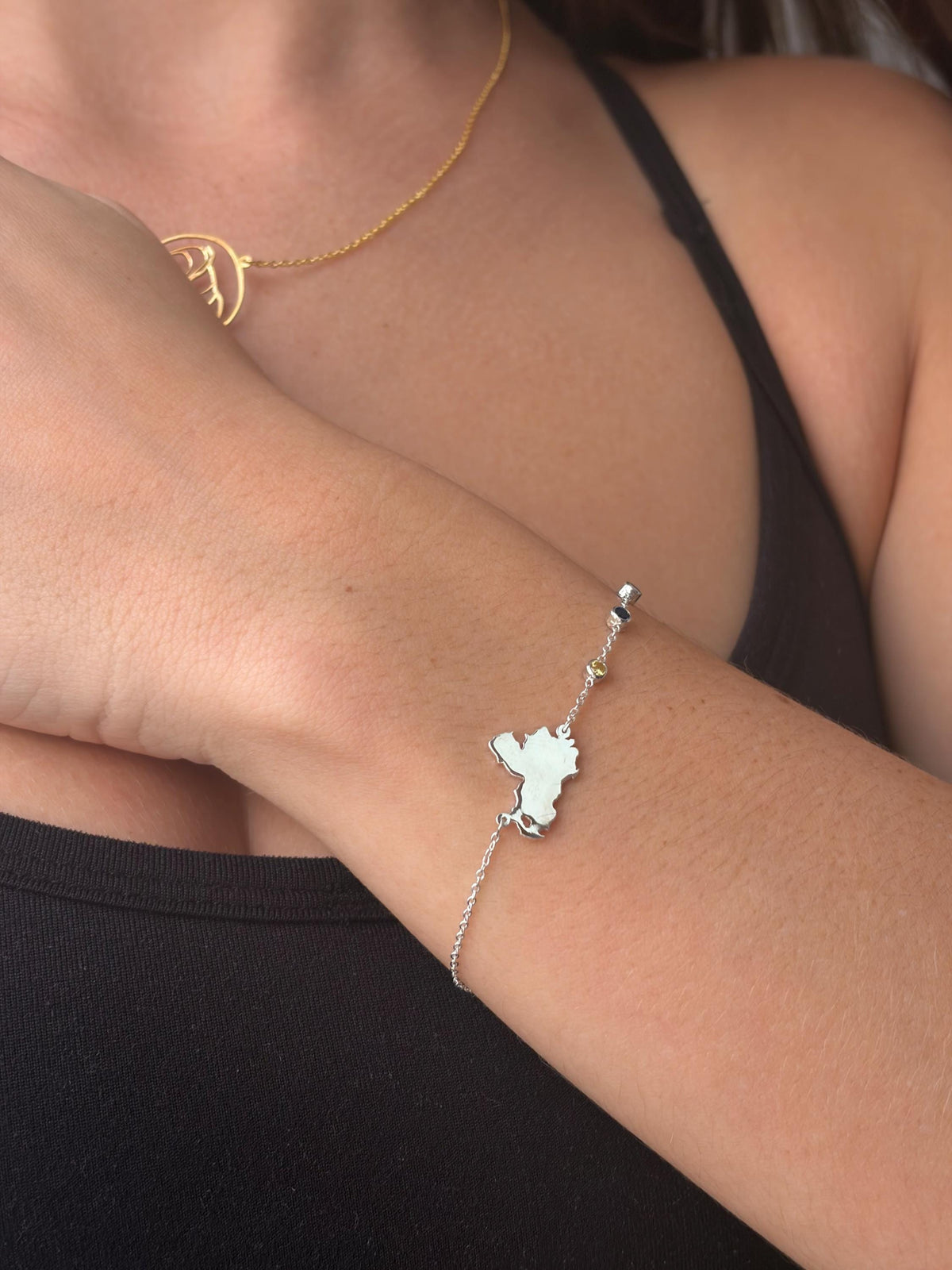 "Custom Country Map" Bracelet - 925 Sterling Silver