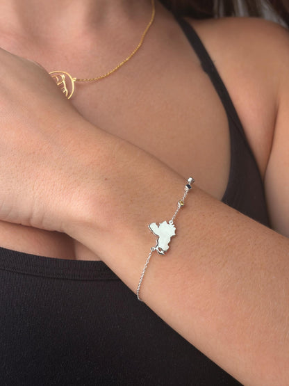"Custom Country Map" Bracelet - 925 Sterling Silver