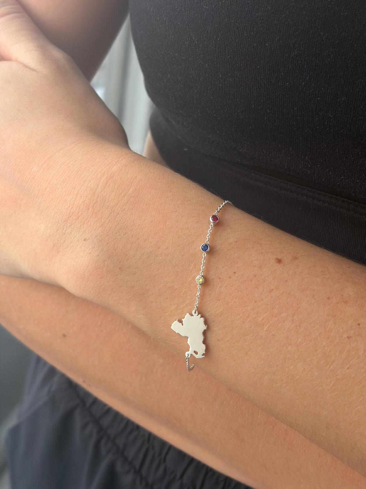"Custom Country Map" Bracelet - 925 Sterling Silver