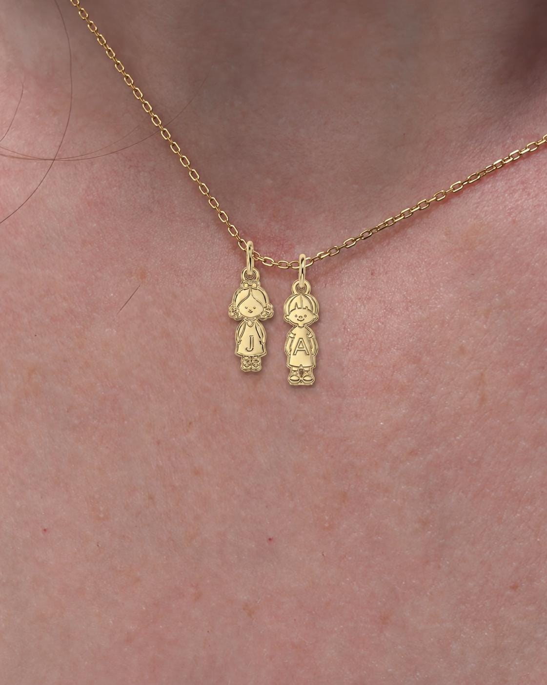"Kid Initial Charm" Pendant - 14k Solid Gold