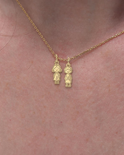 "Kid Initial Charm" Pendant - 14k Solid Gold