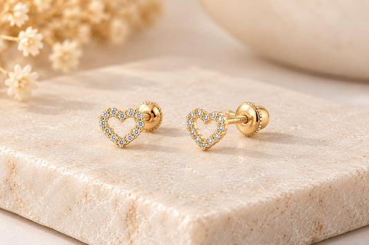 "Baby Heart" Earrings - 14k Solid Gold