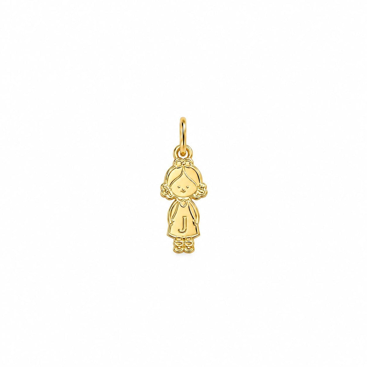 "Kid Initial Charm" Pendant - 14k Solid Gold