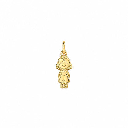 "Kid Initial Charm" Pendant - 14k Solid Gold