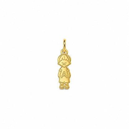 "Kid Initial Charm" Pendant - 14k Solid Gold