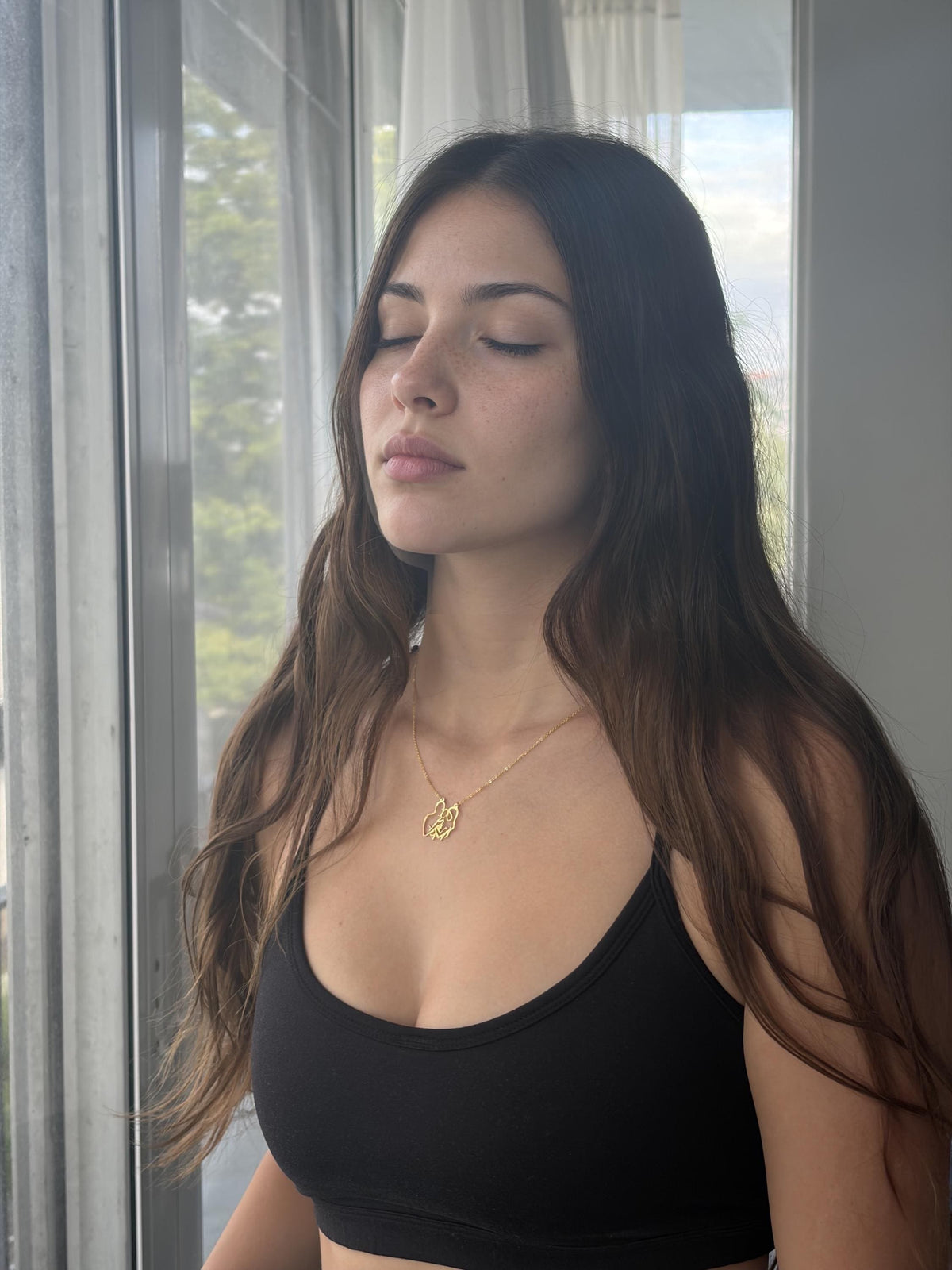 "Family Line Art Heart" Necklace - 14k Solid Gold