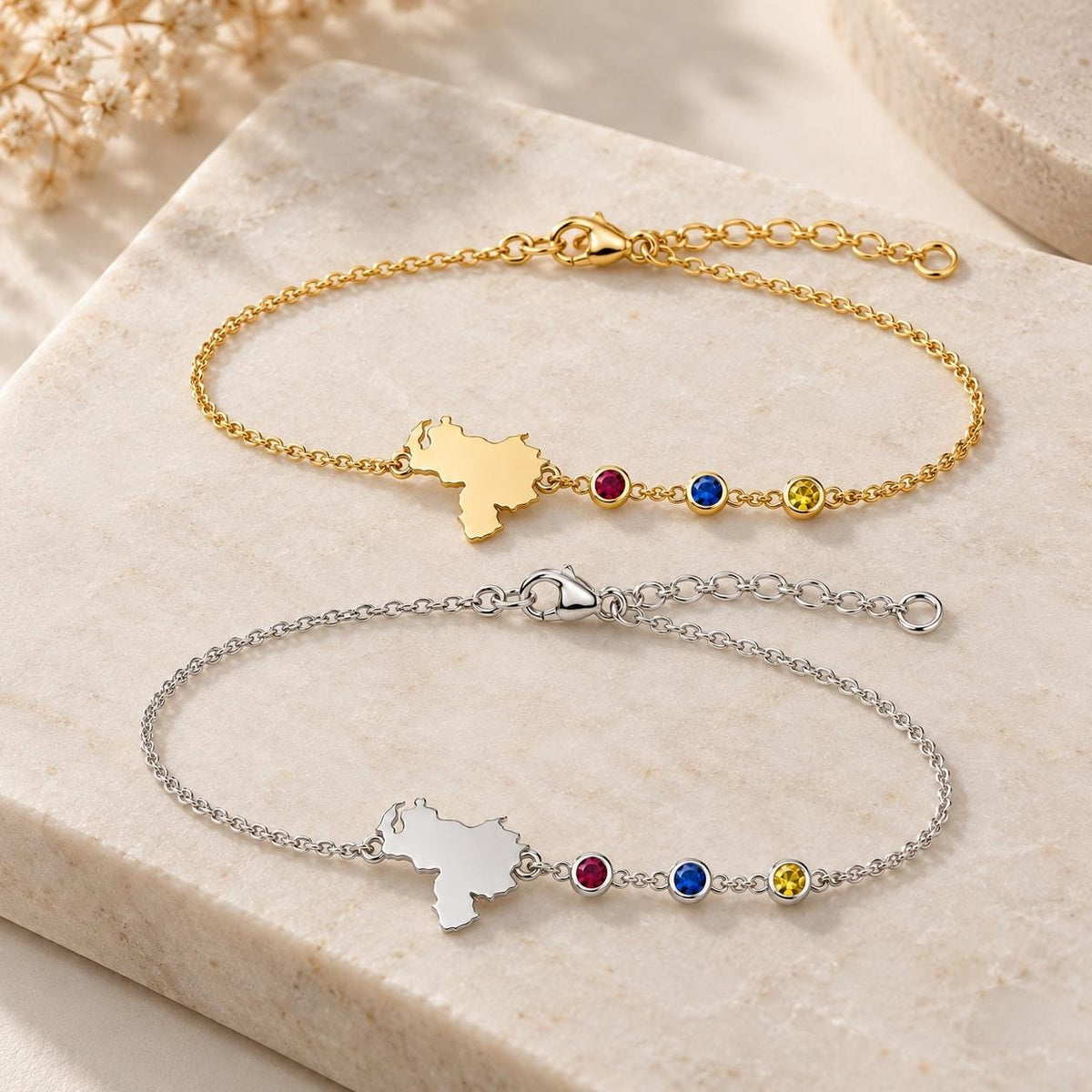 "Custom Country Map" Bracelet - 925 Sterling Silver