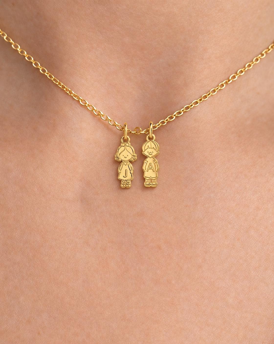 "Kid Initial Charm" Pendant - 14k Solid Gold