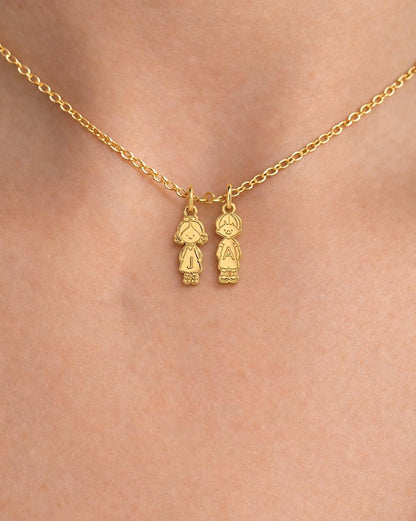 "Kid Initial Charm" Pendant - 14k Solid Gold